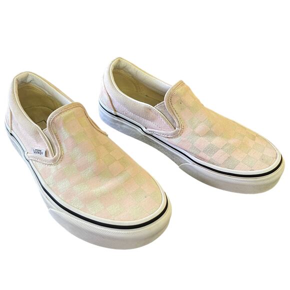 Vans Off The Wall Pink White Slip On Shoes Size 5 - Picture 2 of 8